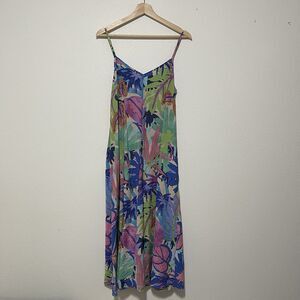 Floral Printed Midi Dress Womens Sz 5.5 A-Line Heart Collar Sundress LC Waikiki